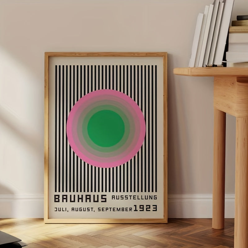 Affiche Bauhaus Abstraite, cercles colorés, poster moderne pour une décoration élégante et chaleureuse.