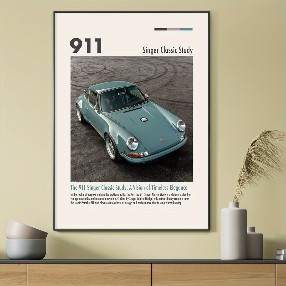 Affiche 911 vintage, une voiture au design élégant pour une décoration rétro pleine de style.