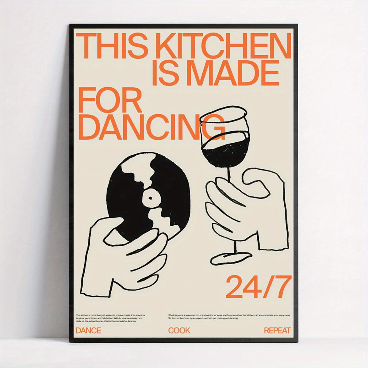 Affiche cuisine musique pour danser 24/7, une touche italienne dans votre déco feel good.