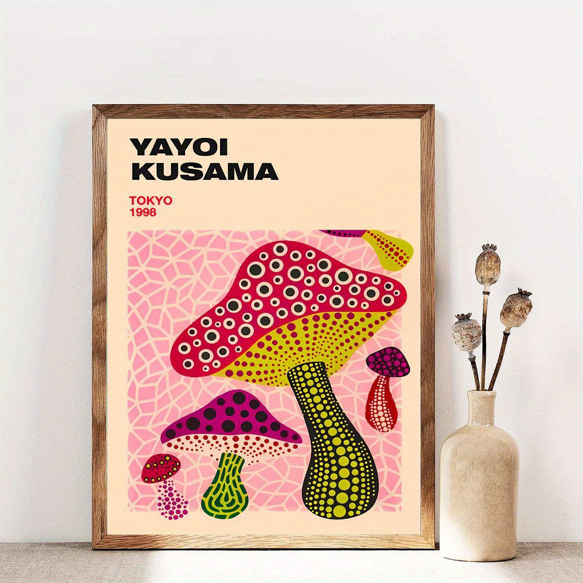 Affiche Yayoi Kusama - Champignons Colorés 1998