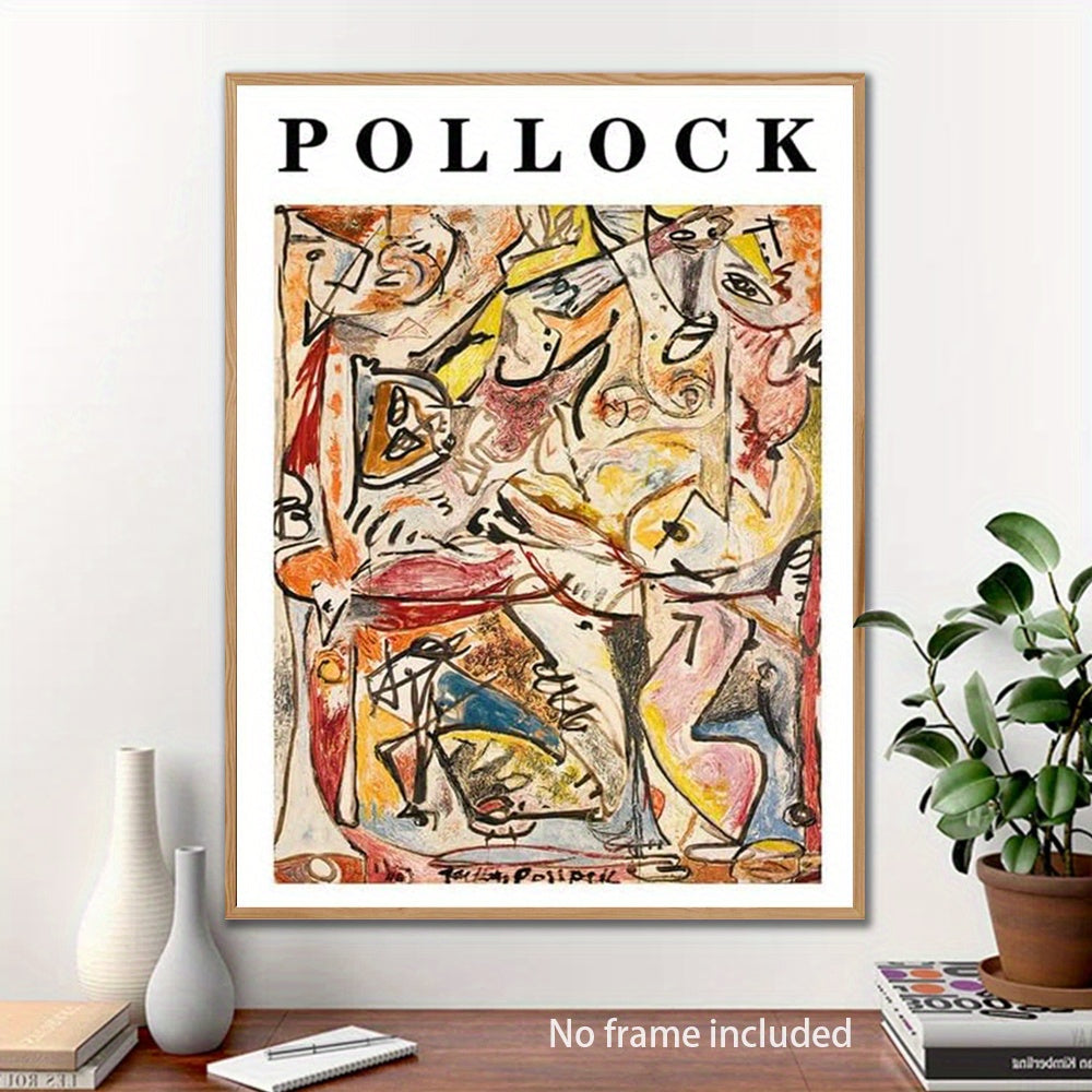 Affiche Pollock artistique et colorée, parfaite pour une décoration moderne et chaleureuse, art abstrait.