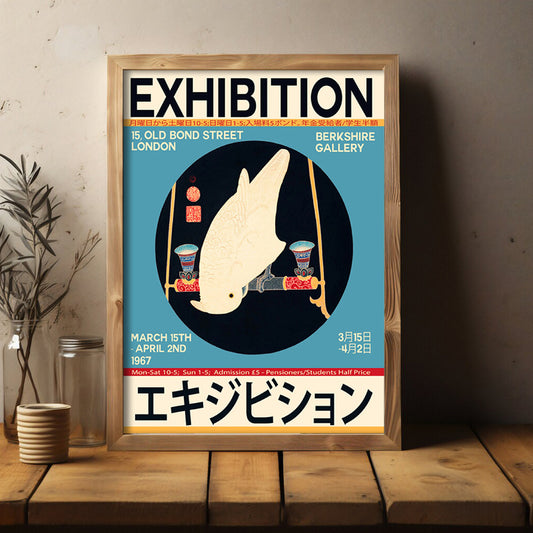 Affiche oiseau vintage, touchant l'élégance japonaise, pour une décoration chaleureuse et moderne.