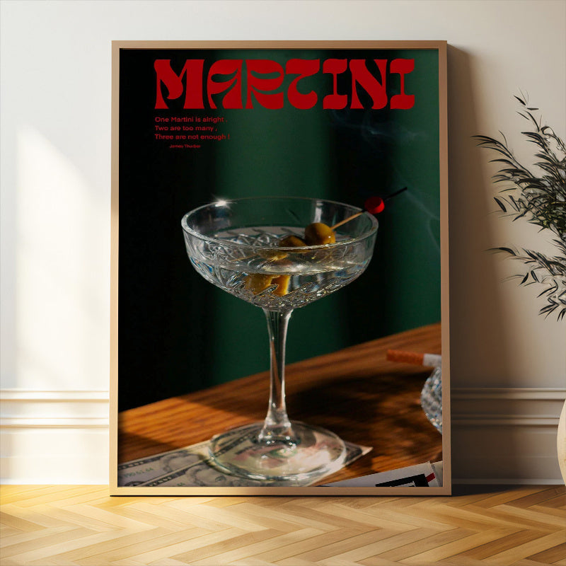 Affiche rétro Martini, une touche vintage pour une cuisine élégante et chaleureuse autour du cocktail.