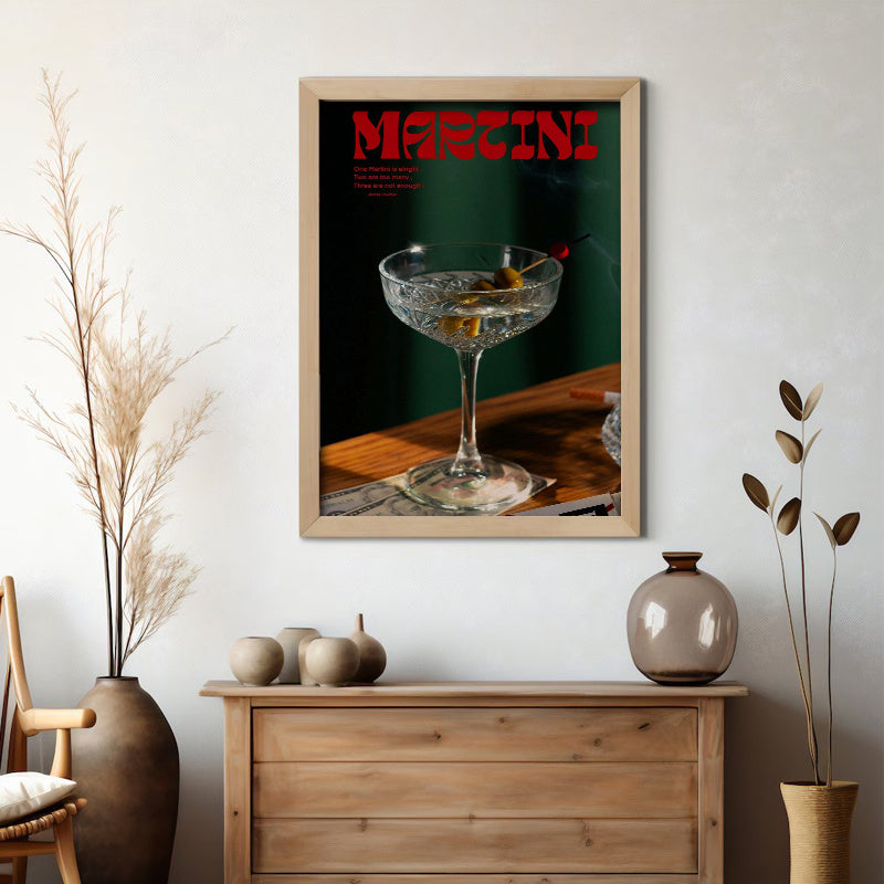 Affiche Rétro Martini Avec Cocktail Élégant