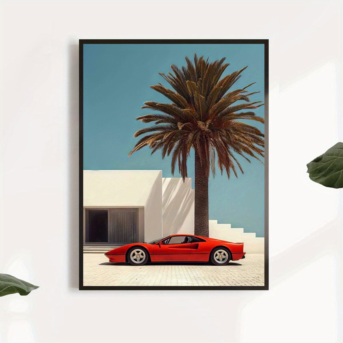 Affiche Ferrari Vintage Avec Palme Et Maison