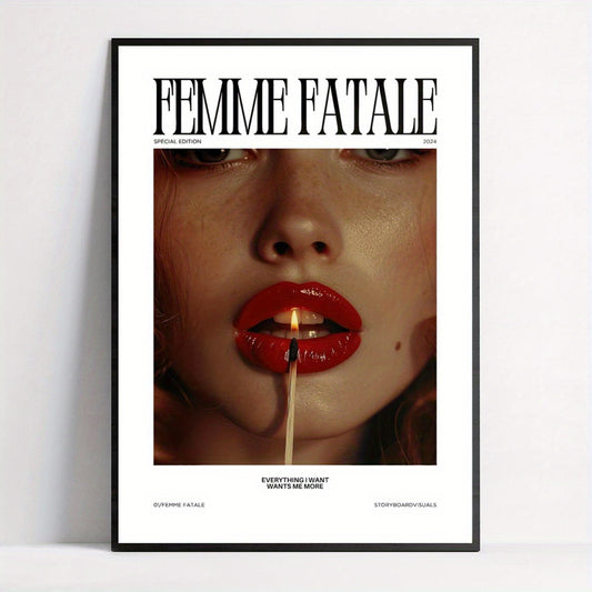 Affiche femme fatale : un regard sensuel et sexy, célébrant le féminisme moderne et audacieux.