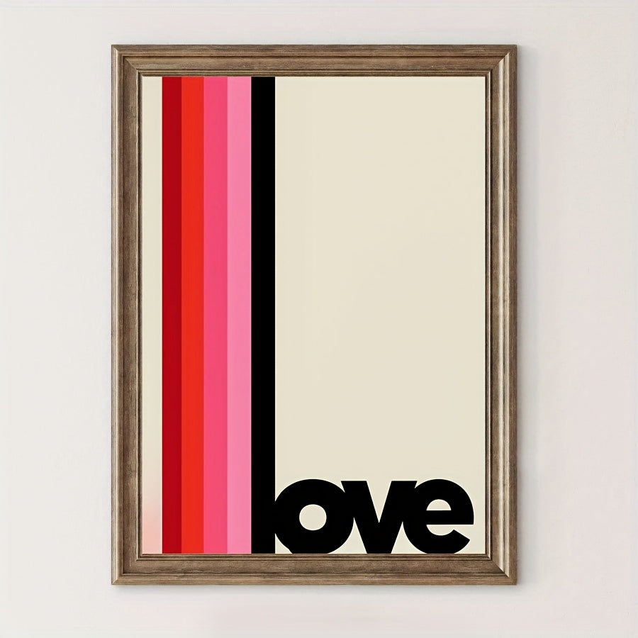 Affiche Love avec rayures colorées, idéale pour une déco chaleureuse et moderne d'amour et de couple.