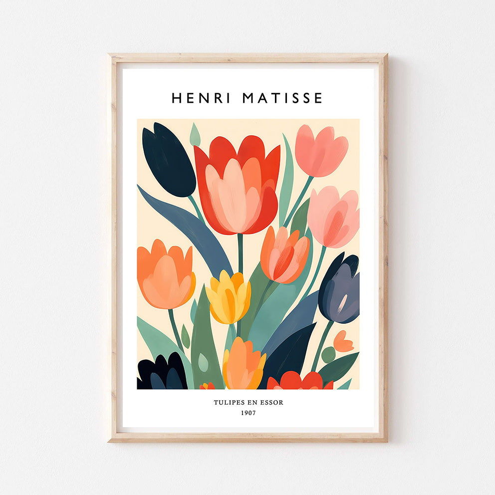 Affiche Henri Matisse tulipes, une nature morte colorée, reflet de l'art impressionniste moderne.