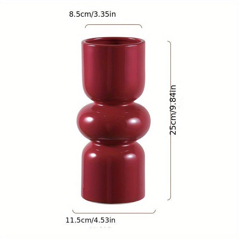 Vase Minimaliste En Céramique Rouge Élégant