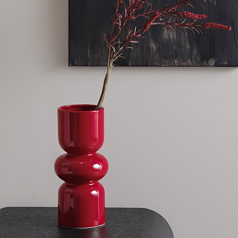 Vase Minimaliste En Céramique Rouge Élégant