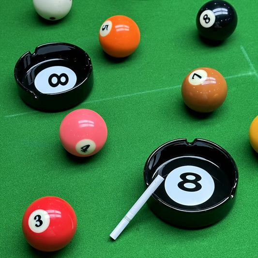 Cendrier billard vintage, design élégant avec boule numéro 8, objet déco décalé et chaleureux.