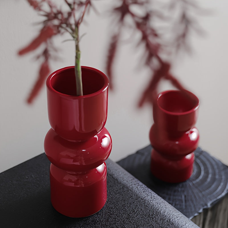 Vase Minimaliste En Céramique Rouge Élégant