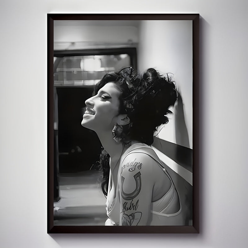 Affiche Amy Winehouse en noir et blanc, célébrant la libération de la femme contre le patriarcat.