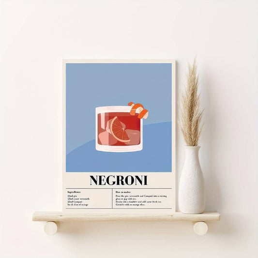 Affiche Negroni : une décoration vintage inspirant la cuisine et l'art du cocktail.