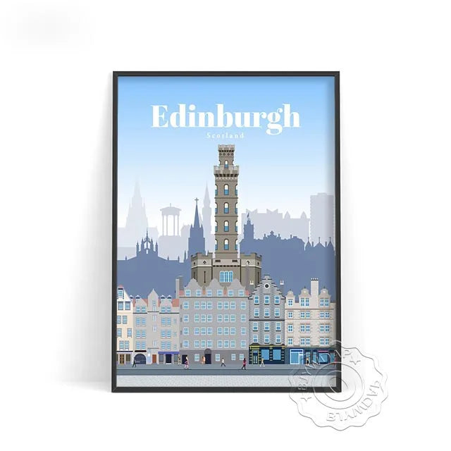 Affiche Edimbourg : une illustration moderne, vintage et design de cette ville emblématique.