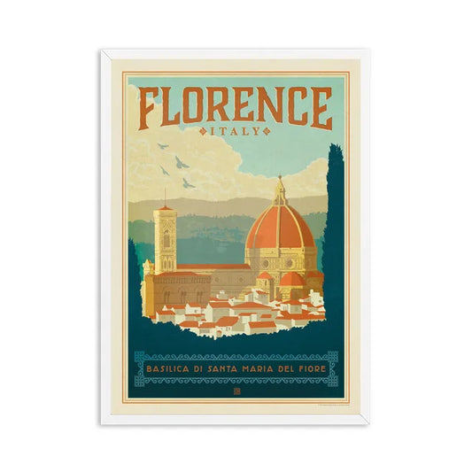 Affiche Florence - Basilique Santa Maria del Fiore, une belle affiche vintage et design moderne.