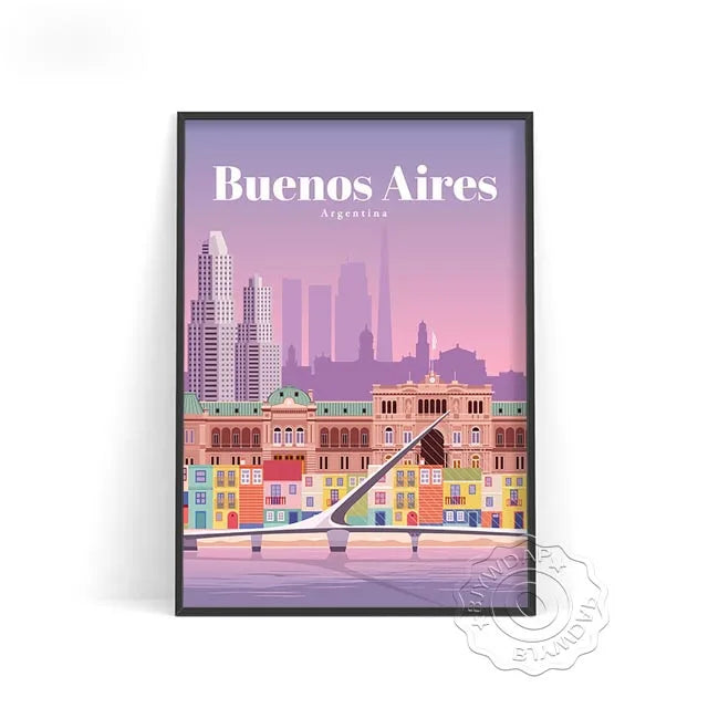 Affiche Buenos Aires : design vintage moderne et coloré pour une décoration chaleureuse.