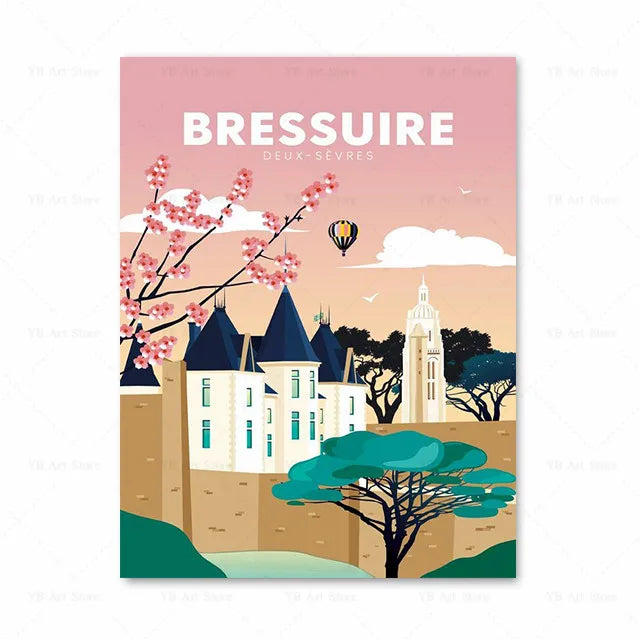 Affiche Abbaye de Bressuire, design vintage pour une ambiance moderne et chaleureuse.