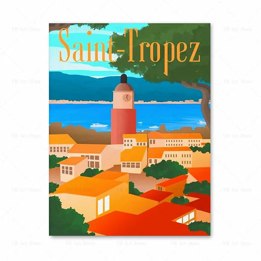 Affiche Saint-Tropez vintage : une touche moderne et chaleureuse à votre décoration design.