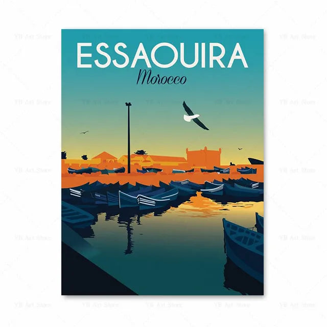 Affiche Essaouira - Voyage à travers le Maroc, un design vintage pour une décoration moderne et chaleureuse.