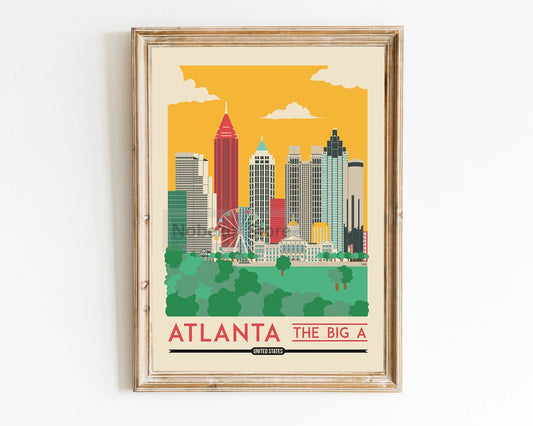 Affiche Atlanta : une vue époustouflante, un design vintage pour sublimer votre décoration moderne.