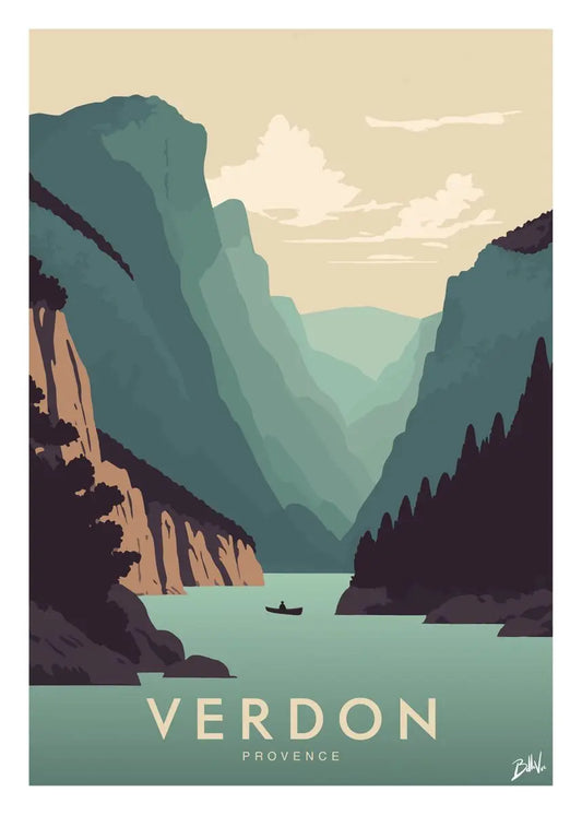 Affiche Gorges du Verdon : art moderne et vintage pour une déco chaleureuse et design.