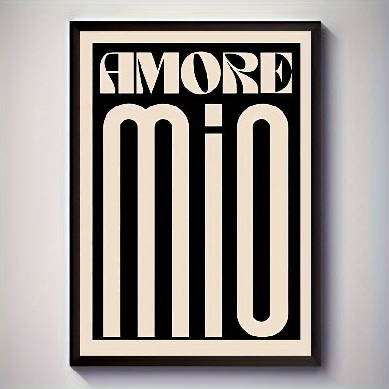 Affiche Amore Mio : un style rétro minimaliste en noir et blanc pour une décoration chaleureuse.