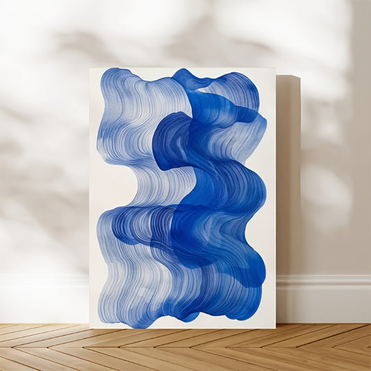 Affiche Art Moderne Vague Bleue, poster abstrait pour une décoration chaleureuse et moderne.