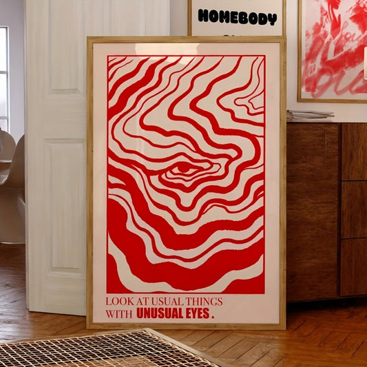 Affiche Vintage Vague de Rouge : un art abstrait chaleureux pour une décoration moderne et stylée.