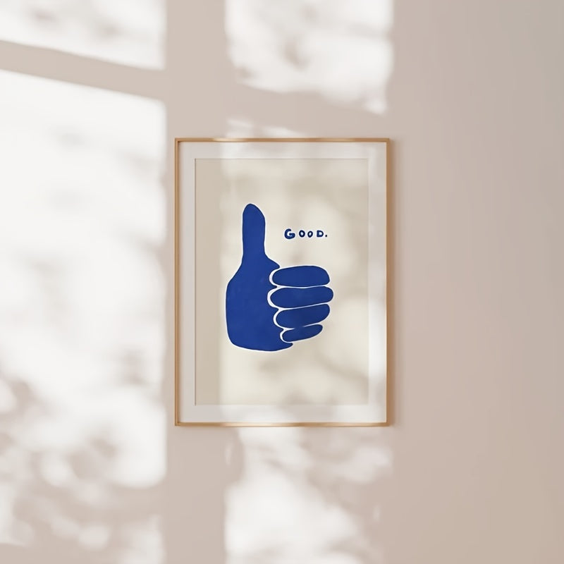 Affiche Good bleue, minimaliste et rétro, pour une décoration chaleureuse et inspirante.